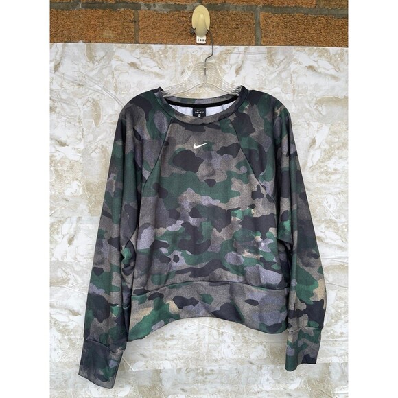 Nike Rebel Camo Dri-fit Crop Jersey Sweatshirt Camouflage Women’s Size XL - Picture 4 of 10